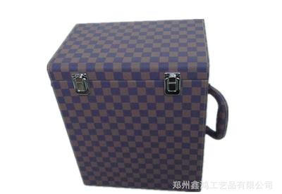 【河南红酒礼盒 格子纹六只装红酒包装皮箱 红酒礼品包装盒六瓶装】价格_厂家_图片